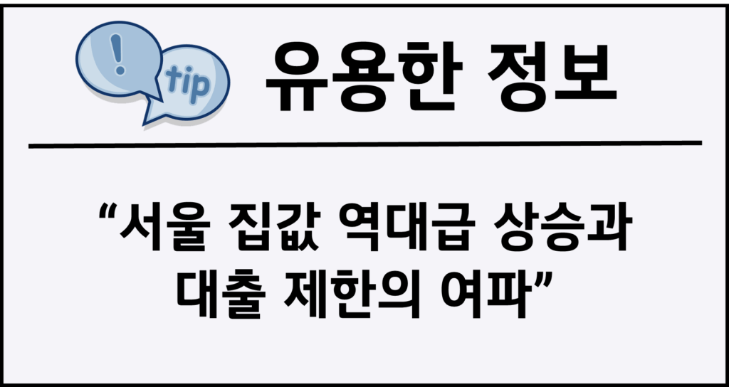서울 집값 역대급 상승과 대출 제한의 여파